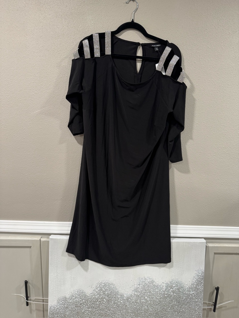 NWT Roz & Ali Black Dress with Silver Accent Straps